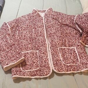 Floral Women's Blazer - Burgundy and White